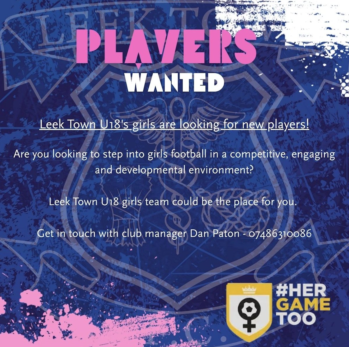leektown's tweet image. We are recruiting for our U18 Girls team &amp;amp; are holding an open trial on Thur 31-Jul at the F Ball Community 🏟️

📅 Thu 31 Jul
🕰️ 730pm to 900pm
⚽ Coached/structured session
🏃‍♀️ Years 11, 12 &amp;amp; 13 (15, 16  or 17 yrs old)

Please get in touch with Dan - details on the poster⬇️