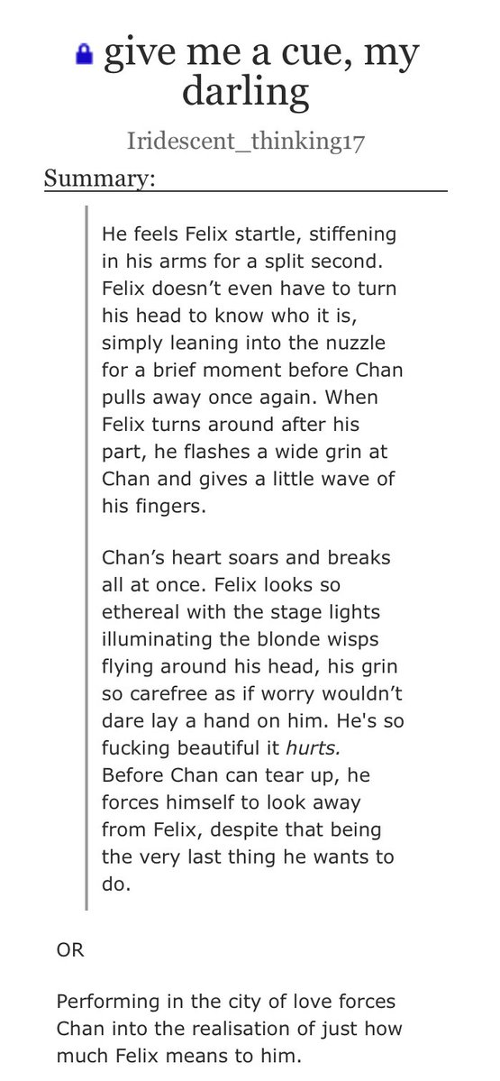 chn_lxx's tweet image. give me a cue, my darling
🤍 chnlx
🖤 general, 1.2k
🤍 canon compliant, fluff, requited love
🔗 below