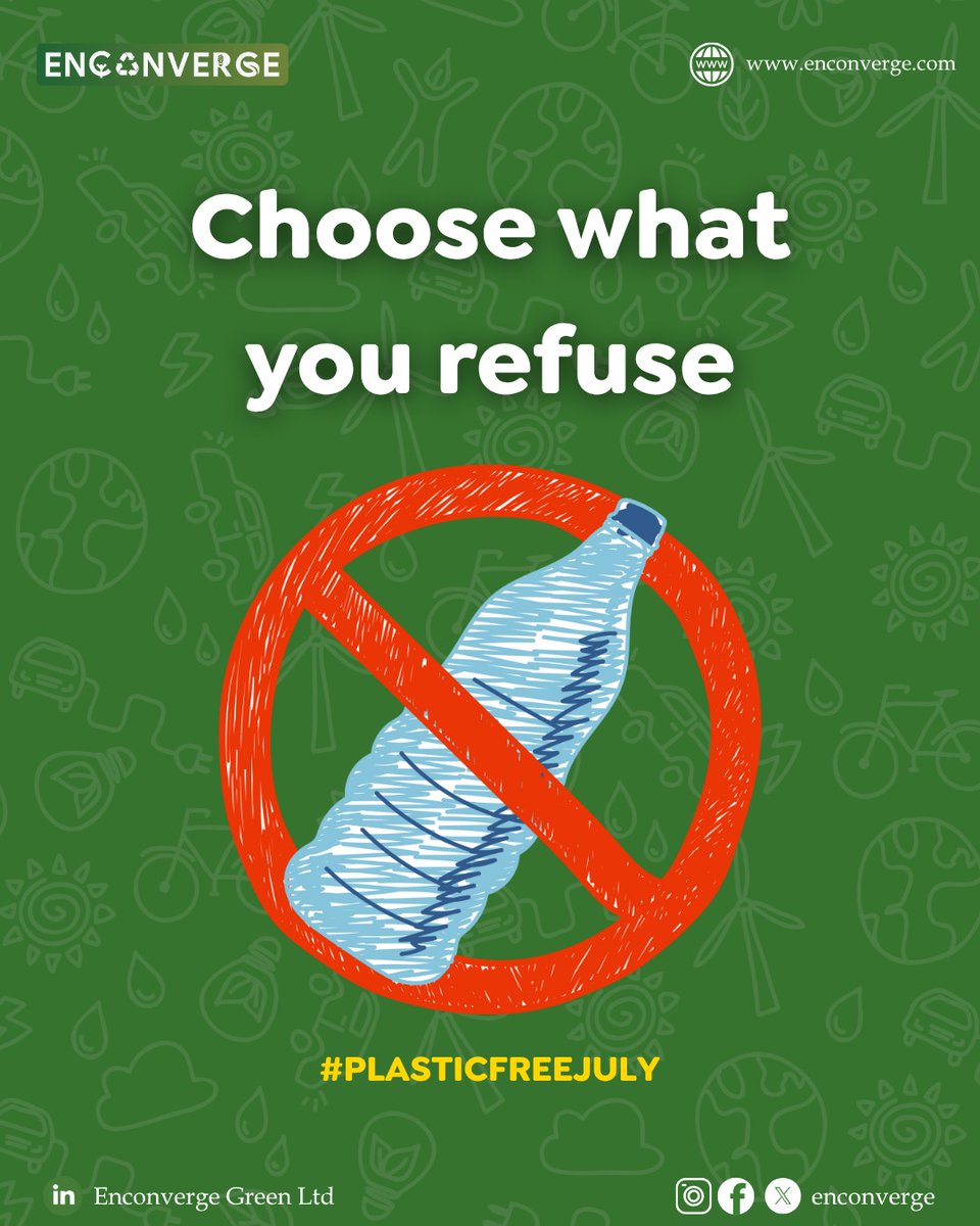 enconverge's tweet image. It’s Day 28 of #PlasticFreeJuly!
A solemn reminder: Always choose what you refuse.
Small choices today build a cleaner tomorrow.

#PlasticFreeJuly #choosetorefuse  #SustainableLiving #plasticfree #plasticpollution
