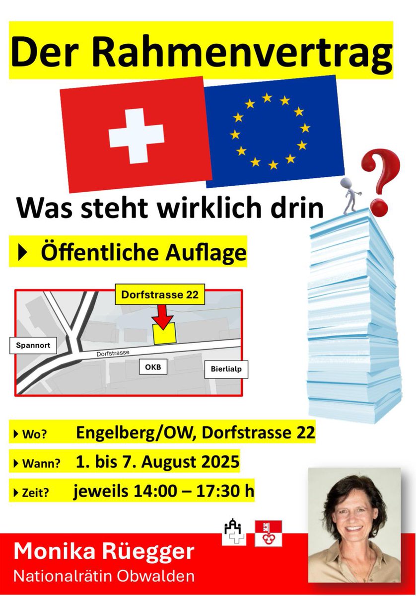 Der #Rahmenvertrag mit der #EU ist in aller Munde. Hier können Sie ihn einsehen, auszugsweise lesen oder auch nur „reinschnuppern“. Vom 1.-7. August.

Es zählen Fakten, es zählt Transparenz. 

Bis bald in Engelberg!