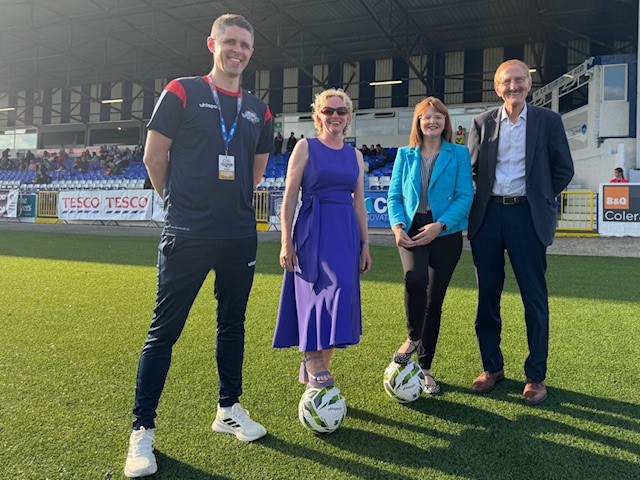 Economy_NI's tweet image. ⚽ Economy Minister Dr @CArchibald_SF has attended an event with @causewaycouncil & #SuperCupNI organisers to celebrate the tournament’s impact.
The Minister said: “This event is about more than football — it drives tourism, builds community pride & boosts the local economy.…