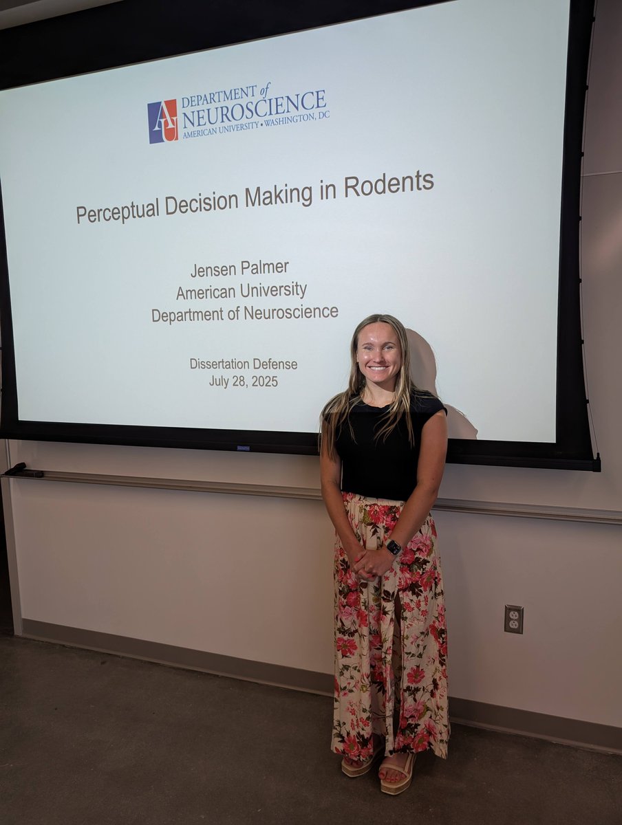 Mark Laubach (@laubach_mark) on Twitter photo Congratulations to Dr. Jensen Palmer, who successfully defended her dissertation today! She will be first-author on four papers on the computational and neural basis of decision making. We'll miss her and wish her all the best in her future endeavors. <a href="/JensenPalmer/">Jensen Palmer</a> Congratulations to Dr. Jensen Palmer, who successfully defended her dissertation today! She will be first-author on four papers on the computational and neural basis of decision making. We'll miss her and wish her all the best in her future endeavors. <a href="/JensenPalmer/">Jensen Palmer</a>