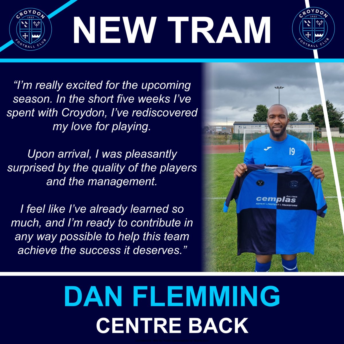 Croydon_FC's tweet image. Another new signing for @Croydon_FC Dan Flemming has signed for the Trams. The centre back already loves playing for the Trams. Welcome on board Dan!