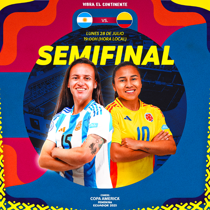 הלילה חצי הגמר הראשון של הקופה אמריקה נשים:
🇨🇴קולומביה מול ארגנטינה🇦🇷
שיחזור של חצי הגמר מ-2022, אז ניצחה קולומביה 0-1 משער של המלכה, לינדה קאייסדו.
גם הפעם קולומביה פייבוריטית, אבל צפוי משחק הרבה יותר שקול, האלביסלסטה משחקות מצויין בטורניר עד כה.