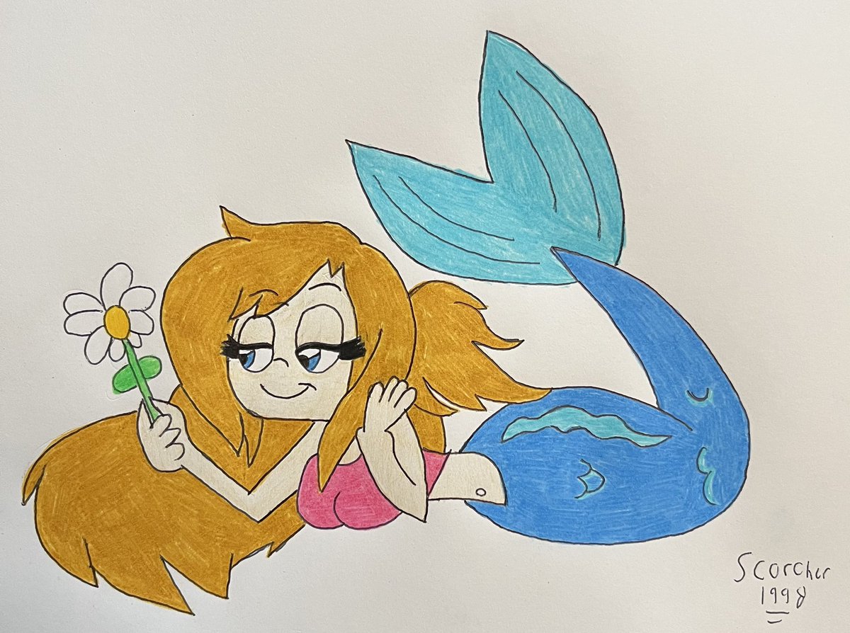 PirateScorcher's tweet image. Art fight 2025 - mermaid Emmy
Friendly fire for @MermaidNerin of their mermaid oc Emmy laying as she pick of petals on a flower to see if SpongeBob loves her and it turns out he dose love her
Hope you like it
#artfight #artfight2025 #friendlyfire #drawing #oc #mermaid #sfw