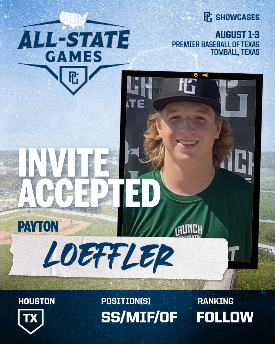 Perfect Game Texas (@texas_pg) on Twitter photo 🚨INVITE ACCEPTED🚨
Payton Loeffler (TX) has accepted his invitation to head to the 2025 PG South All-State Games in Tomball, TX! 🔥
<a href="/PGShowcases/">PG Showcases</a> <a href="/PerfectGameUSA/">Perfect Game USA</a> 🚨INVITE ACCEPTED🚨
Payton Loeffler (TX) has accepted his invitation to head to the 2025 PG South All-State Games in Tomball, TX! 🔥
<a href="/PGShowcases/">PG Showcases</a> <a href="/PerfectGameUSA/">Perfect Game USA</a>