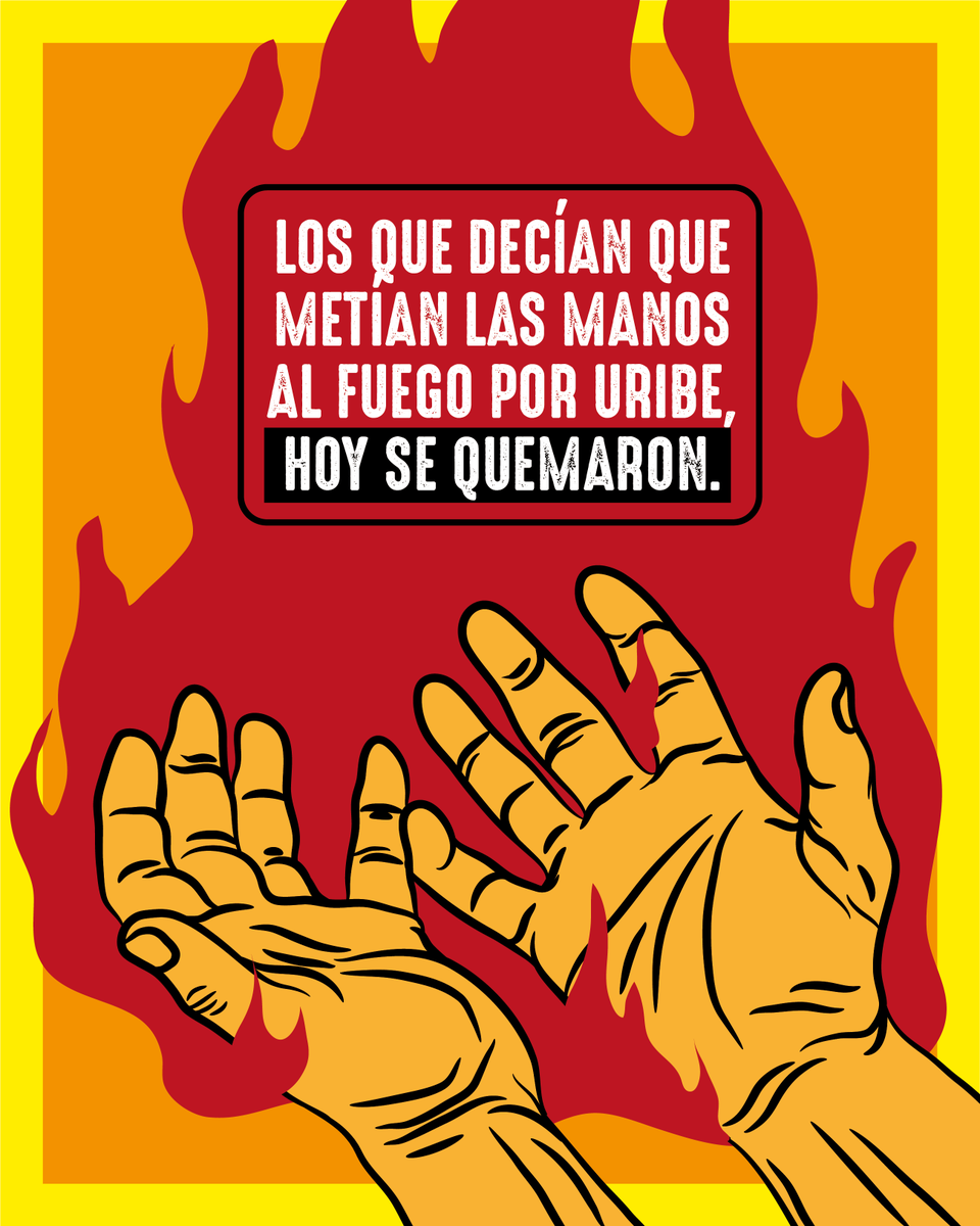 Los que decían que metían las manos al fuego por Uribe, hoy se quemaron. 

#UribeALaCarcel #AlvaroUribeEsCulpable #AUC #UribePresoYA