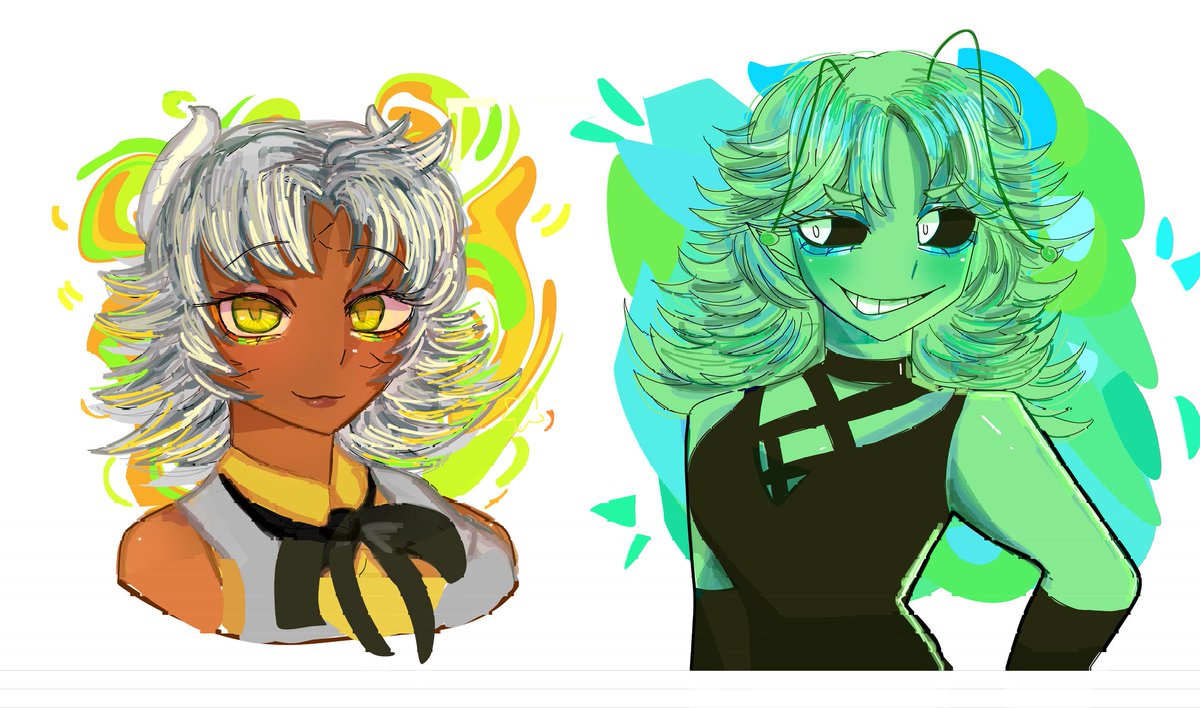 MibyonFish's tweet image. Desenhos de hoje 
(Ocs: @Ohaikou2 @Greenn_Glinda )