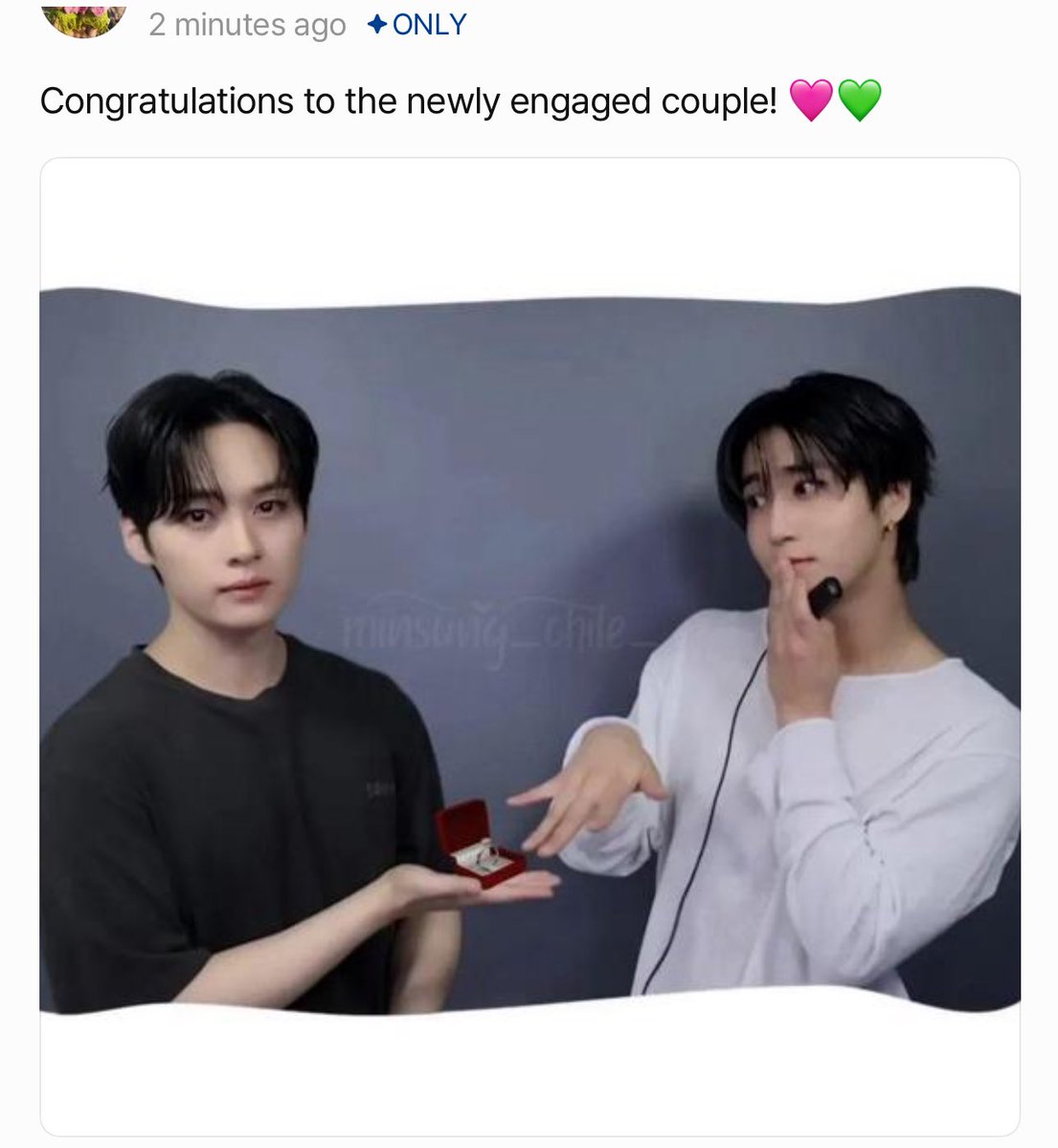 leeekknow's tweet image. HAN REPLYING TO THIS MINSUNG PICTURE ON FANS HELP