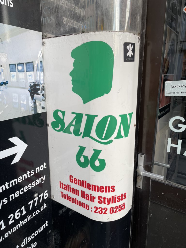 rlwjones's tweet image. I’m in Newcastle and I’ve found where Trump gets his hair cut.