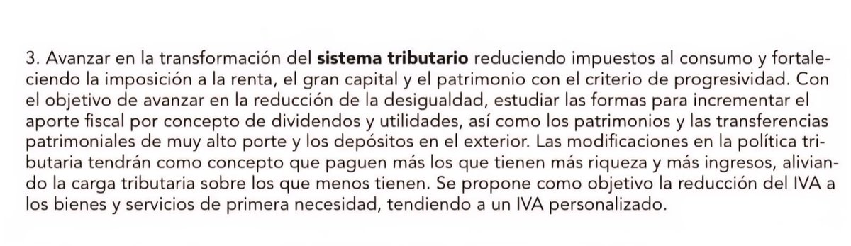 Sepan que lo que dice el programa del FA sobre impuestos es esto, y tiene bastante que ver con el 1% que se plantea.
Esto es lo que prometió el Frente Amplio, no otra cosa.