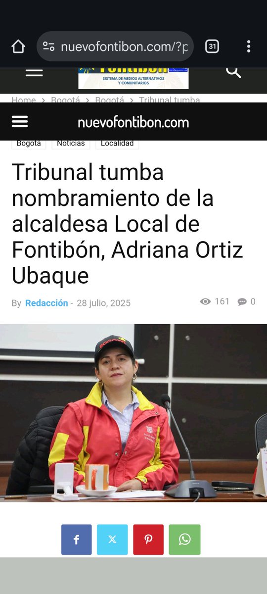 Tribunal tumba nombramiento de la alcaldesa de <a href="/Fontibon_Bogota/">Alcaldía Local de Fontibón</a>, Adriana Ortiz Ubaque nuevofontibon.com/?p=3538 vía @nuevofontibon.com