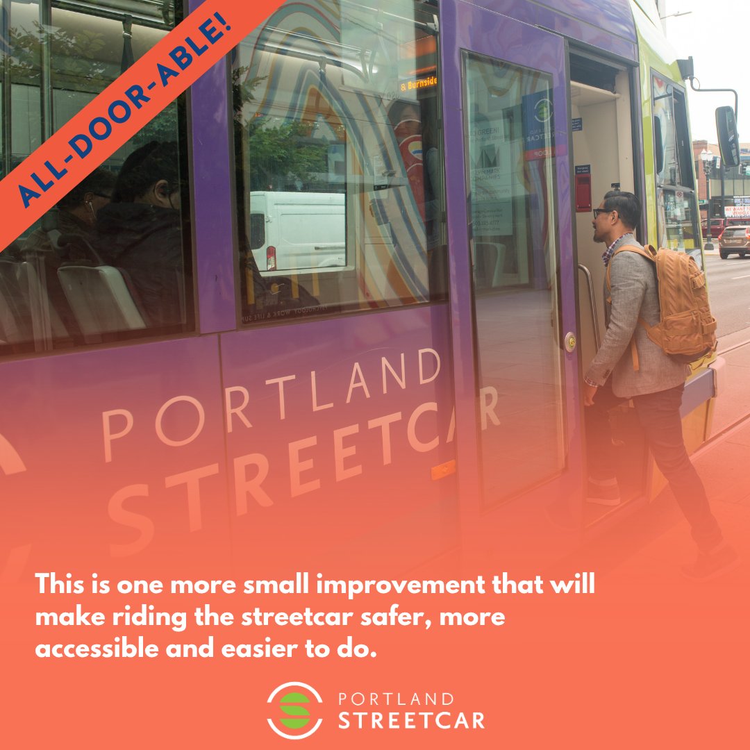 It's All-Door-Able! Our new improvement at PSU's Urban Center Plaza will allow the doors to open on both sides of the streetcar, making for easier access, safer boarding and less dwell time.