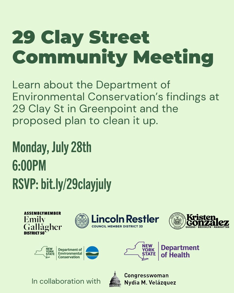 Tonight! Join our community meeting on 29 Clay St to get updates from the Department of Environmental Conservation on the remediation efforts in advance of development of the lot. RSVP here: us06web.zoom.us/meeting/regist…