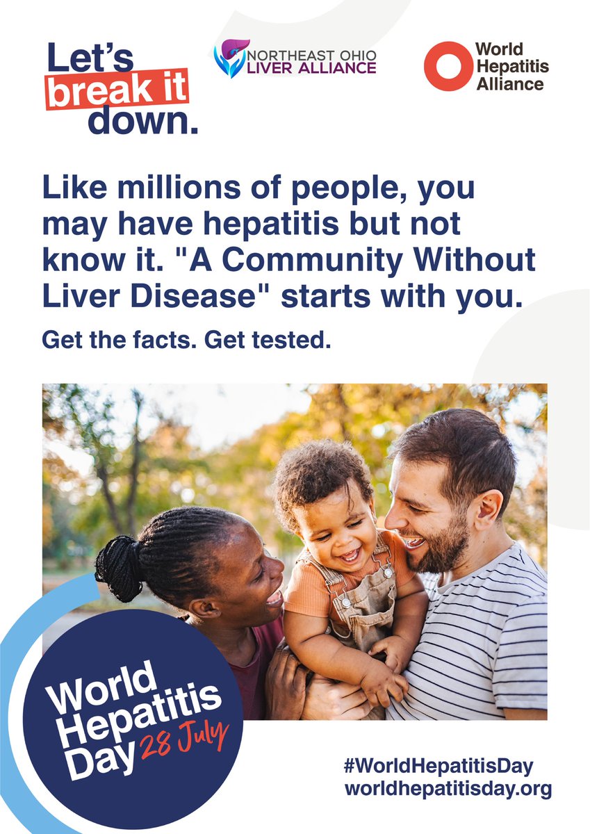 OHIOLIVER's tweet image. 📣Today is #WorldHepatitisDay! We are joining @Hep_Alliance to raise awareness about this #liverdisease and encourage everyone to #GetTheFacts, #TakeAction, and #GetTested!
Visit worldhepatitisday.org for more information!
#HepatitisAwareness #NEOLA
