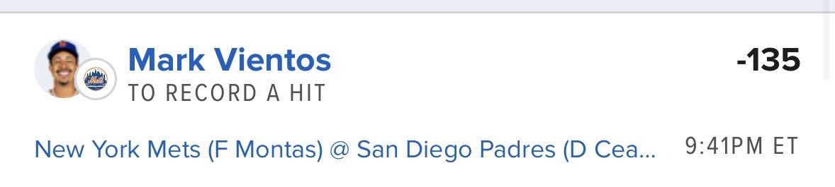 BallislifeBets's tweet image. ⭐️ MLB POD 7/28 ⭐️
📊: Ballislife Discord Capper @wwesociety
🧪 Mark Vientos (Mets) to record a hit vs the San Diego Padres (-135 FanDuel)
Who’s tailin! Be sure to join our FREE discord for more bets!
#lgm #gamblingX