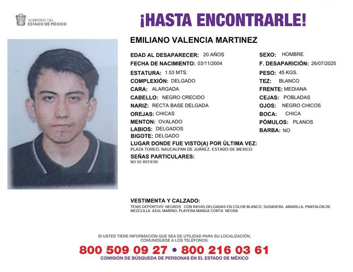Solicitamos de tu apoyo en difusión para dar pronta localización a Emiliano Valencia Martínez, comunícate a los teléfonos de COBUPEM 800 216 0361, 800 509 0927. #TodosEnLaBúsqueda