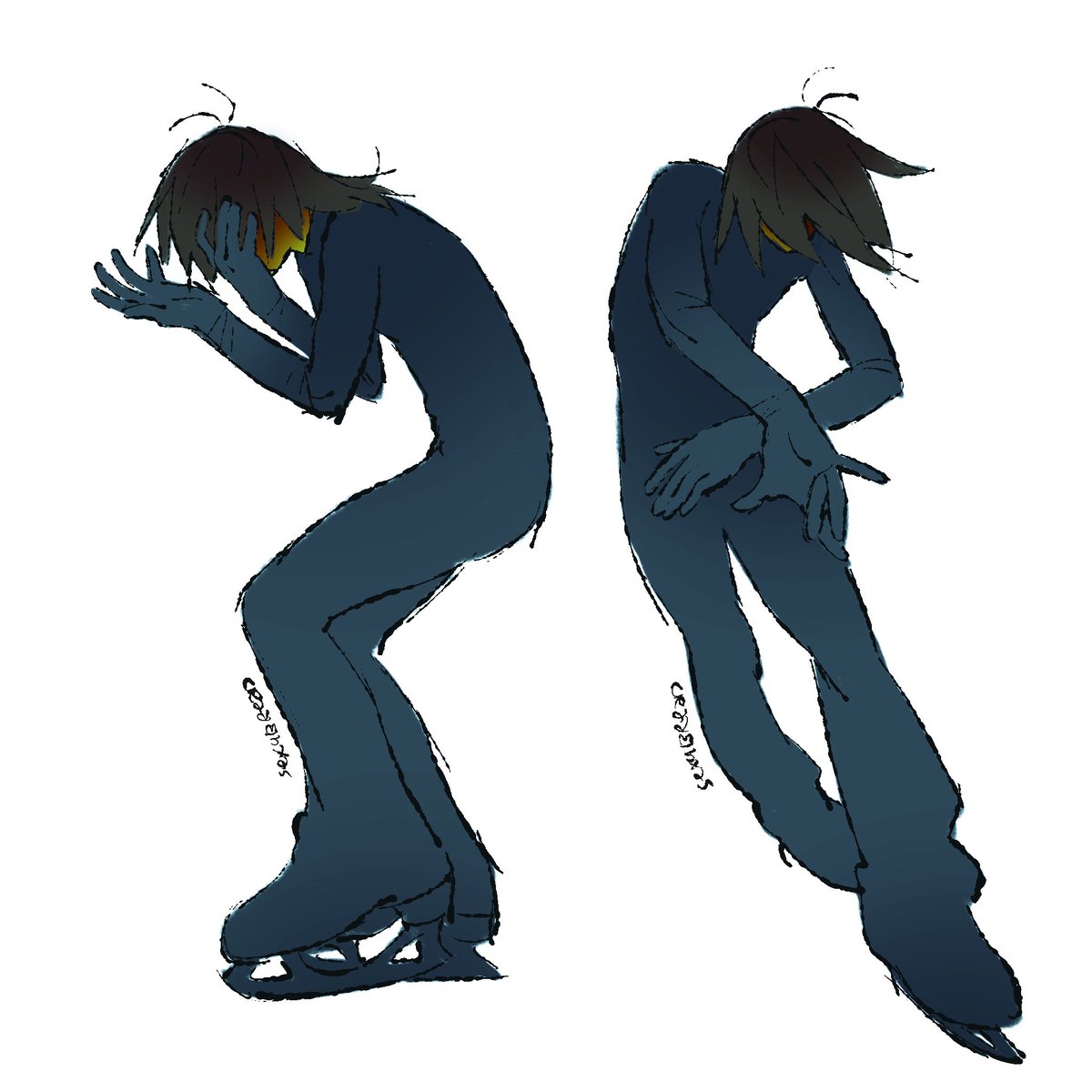 kris ice skating routine looks like woe and torment