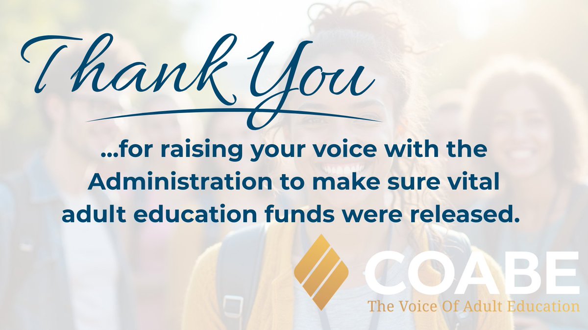 COABE (@coabehq) on Twitter photo <a href="/JohnBoozman/">Senator John Boozman</a> we THANK YOU, and our allies on the Hill, for your advocacy and outreach to the Administration about the importance of releasing critical adult education funds.
#FundFutures #AdulEdMatters
<a href="/SharonBonney5/">Sharon Bonney</a> <a href="/PennHillGroup/">Penn Hill Group</a> <a href="/JohnBoozman/">Senator John Boozman</a> we THANK YOU, and our allies on the Hill, for your advocacy and outreach to the Administration about the importance of releasing critical adult education funds.
#FundFutures #AdulEdMatters
<a href="/SharonBonney5/">Sharon Bonney</a> <a href="/PennHillGroup/">Penn Hill Group</a>