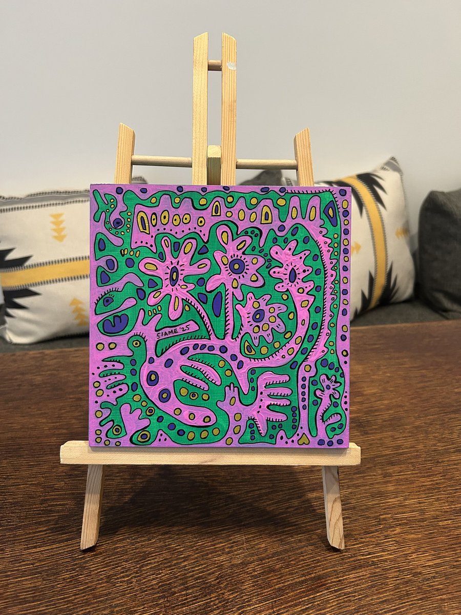 🔔NEW ART
Original acrylic on wood, 8x8"
Titled "Growth"
Hand-painted. 1 of 1.

📲 DM to collect
This piece is part of a series inspired by my DD23 NFT collection 😊

#AcrylicArt #NFTInspiredArt
#TorontoArtist #PopSurrealism #CollectOriginalArt #dailydoodles #SiameArt #Morvixity