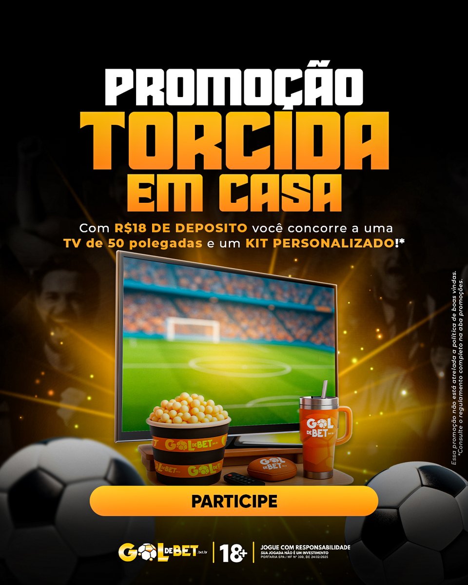 Promoção especial no ar! 

confira todo regulamento no site Goldebet.bet.br 

+18 | jogue com responsabilidade | Sua jogada não é investimento | Essa promoção não está atrelada à política de boas-vindas. 
PORTARIA SPA/MF Nº 399, DE 24/02/2025
