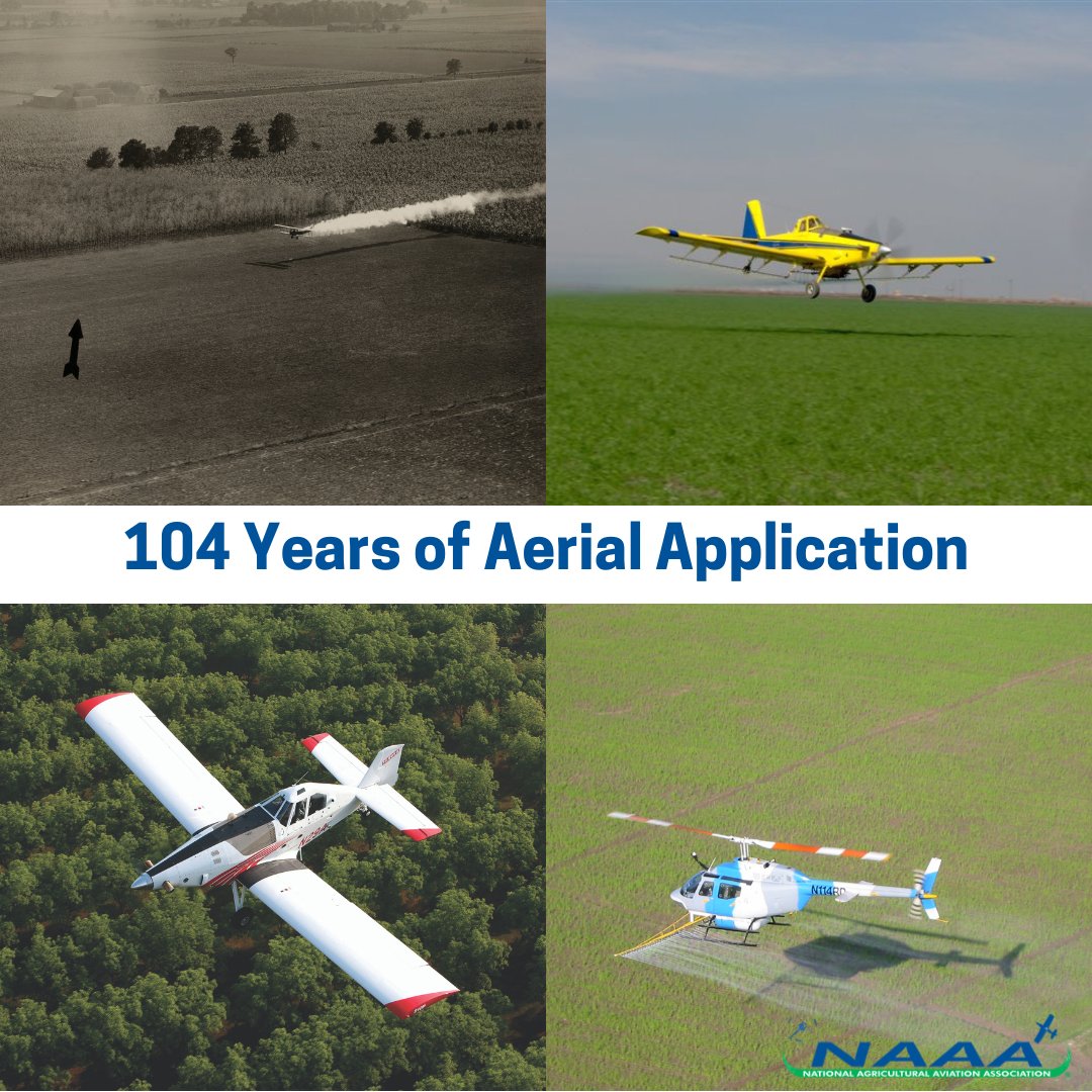NAAA (@agaviationnaaa) on Twitter photo On Aug. 3, aerial application turns 104! From protecting crops to advancing precision ag, the industry continues to evolve. Celebrate the legacy and grab the 100th anniversary book: agaviation.org/communications… On Aug. 3, aerial application turns 104! From protecting crops to advancing precision ag, the industry continues to evolve. Celebrate the legacy and grab the 100th anniversary book: agaviation.org/communications…