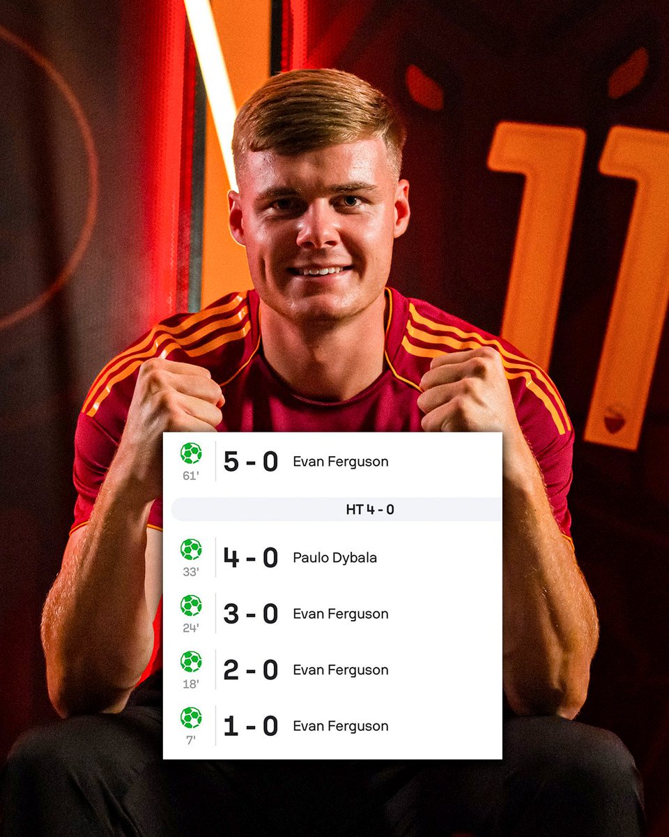 CalcioTurkey's tweet image. 🤯 Evan Ferguson, Roma forması ile çıktığı ilk hazırlık maçında 4 gol attı.
🇮🇹 Serie A'yı inanılmaz bir yetenek bekliyor...