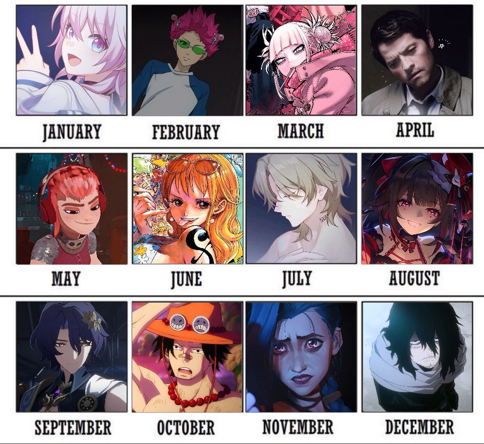 calendar of some of my favs... WHO'D U GET!!!