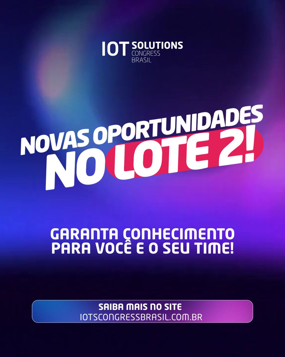 iotscbrasil's tweet image. NOVAS OPORTUNIDADES NO LOTE 2! 🚀
Garanta sua vaga e do seu time no #IOTSCB25! Insights, networking de alto-nível, conteúdo qualificado e muita inovação!
3-4 de setembro no Transamérica Expo Center/SP
iotscongressbrasil.com.br/ingressos/