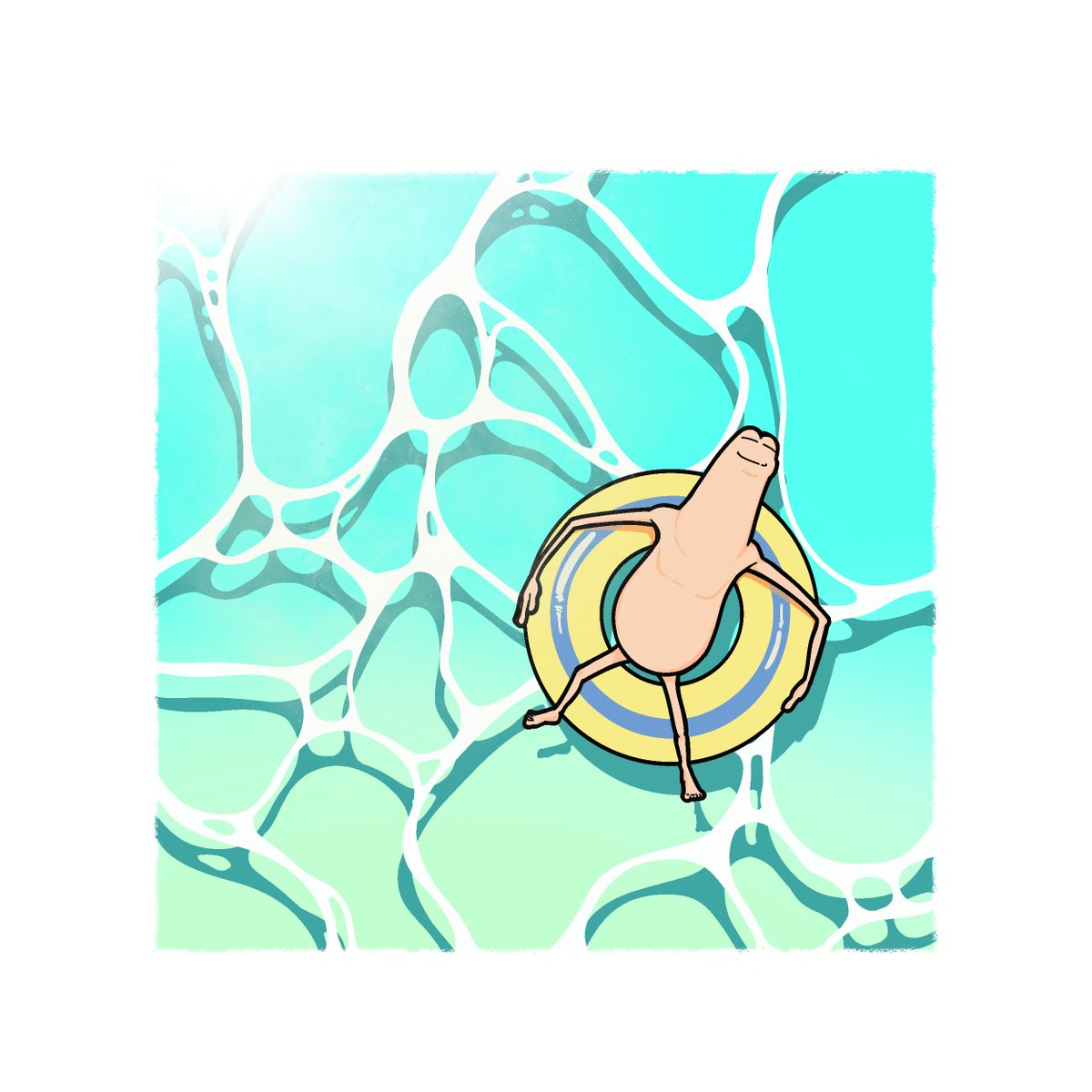 pamuru_ore's tweet image. 『 ぷかぷかワーミー 』

反応を下さっていた皆さん、すみません！
ワーミーと浮輪の影がないところがどうしても気になってしまい、描き直すことにしました🙇