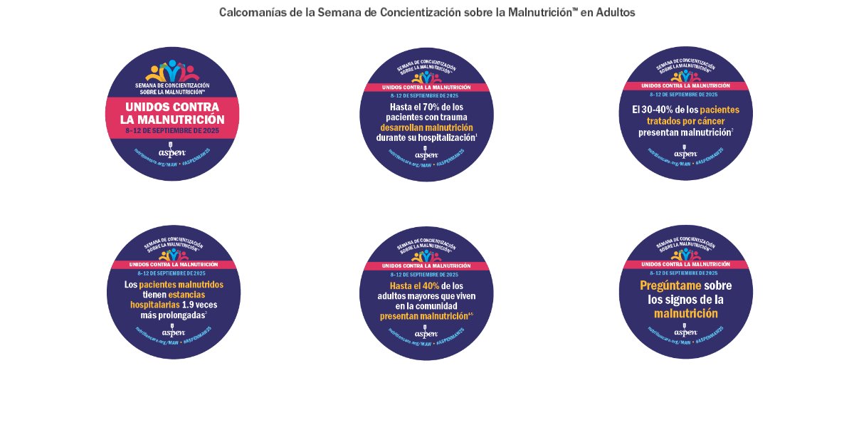 ASPEN_nutrition's tweet image. 🌍 Difunde la #ConcienciaciónSobreLaMalnutrición con las calcomanías GRATIS de #ASPENMAW25. Elige diseños para adultos o pediátricos para imprimir y compartir con colegas, pacientes o tu comunidad.
¡Descárgalas hoy! ow.ly/Hq1A50Wrr9J