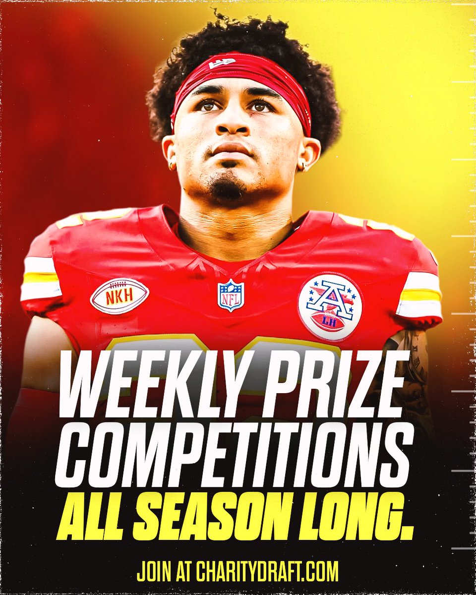 AE30Foundation's tweet image. Play fantasy football. Receive prizes just for signing up, prize packages every single week, and grand prizes for winners like game worn memorabilia, signed merch, game tickets, custom championship rings, and more! 🏈🎟️🏟️
Learn more and register at CharityDraft.com