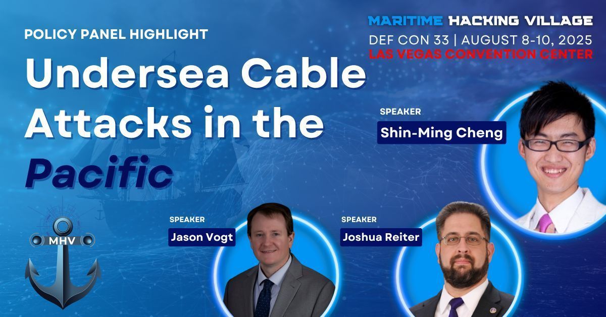 🌊 Policy Panel Highlight: Undersea Cable Attacks in the Pacific ⚓💥

Taiwan sits on the frontlines of digital warfare on the sea. MHV is excited and honored to host a second policy panel with Shin-Ming Cheng, Deputy Director-General of MODA Taiwan, Joshua Reiter, Deputy