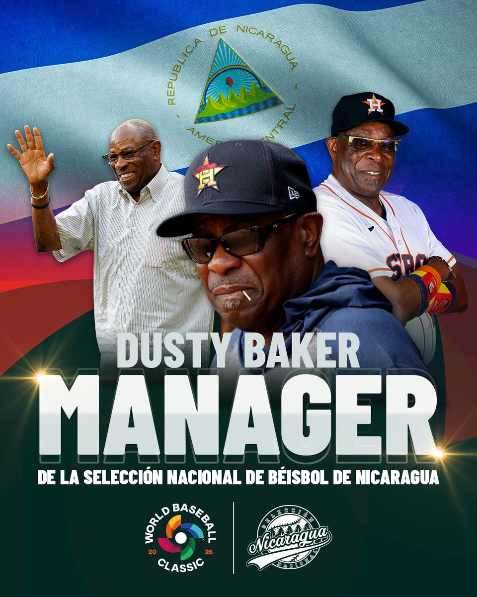 ¡Dusty Baker al mando de la tropa pinolera en el clásico mundial 2026! 

El futuro salón de la Fama de las Grandes Ligas, con una carrera intachable como Manager y Jugador, será quien dirija el camino de Nicaragua en el Clásico Mundial el próximo año.

#nicaragua #ClásicoMundial