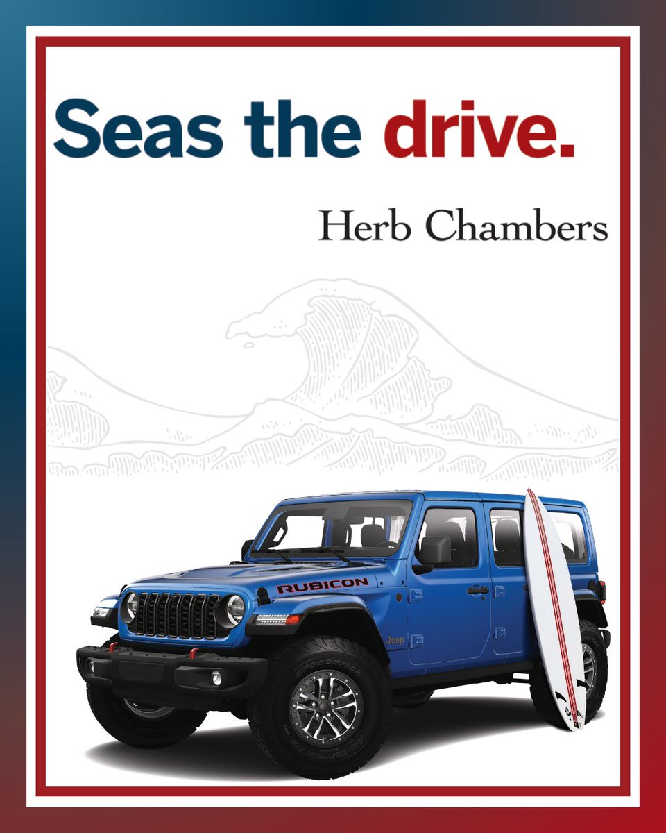 HerbChambersCo's tweet image. Seas the drive. 🌊
Your summer escape starts with a Jeep Wrangler Rubicon.
Ready for wherever the road—or tide—takes you.
#HerbChambers #JeepWrangler #SummerDrive