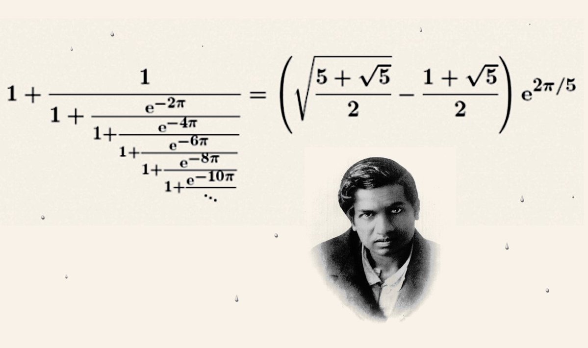 Mathematics.

A formula from Indian mathematician Ramanujan. 
Golden Ratio, e, and Pi dance in delight. tinyurl.com/22mcazz5