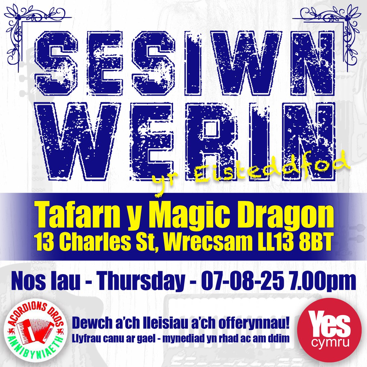 🚨SESIWN WERIN YR EISTEDDFOD

🎶 Dewch a'ch lleisiau a'ch offerynnau! 🎻