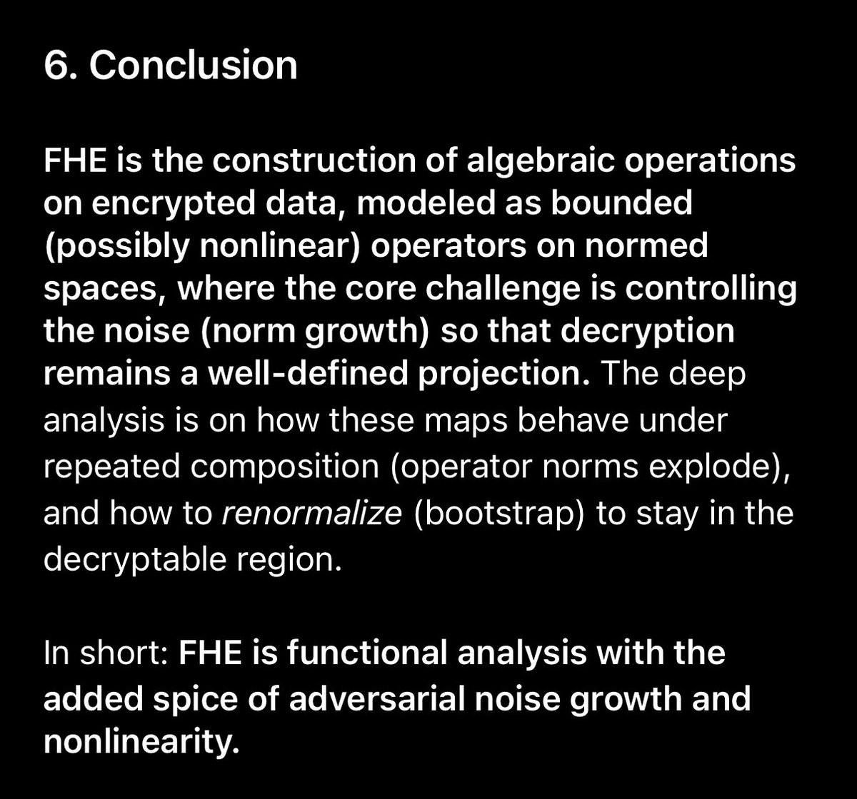 uubzu's tweet image. One of my favorite prompts is: explain &lt;thing&gt; in terms of &lt;lens&gt;
Explain Fully Homomorphic Encryption in terms of group theory, functional analysis, topology, …