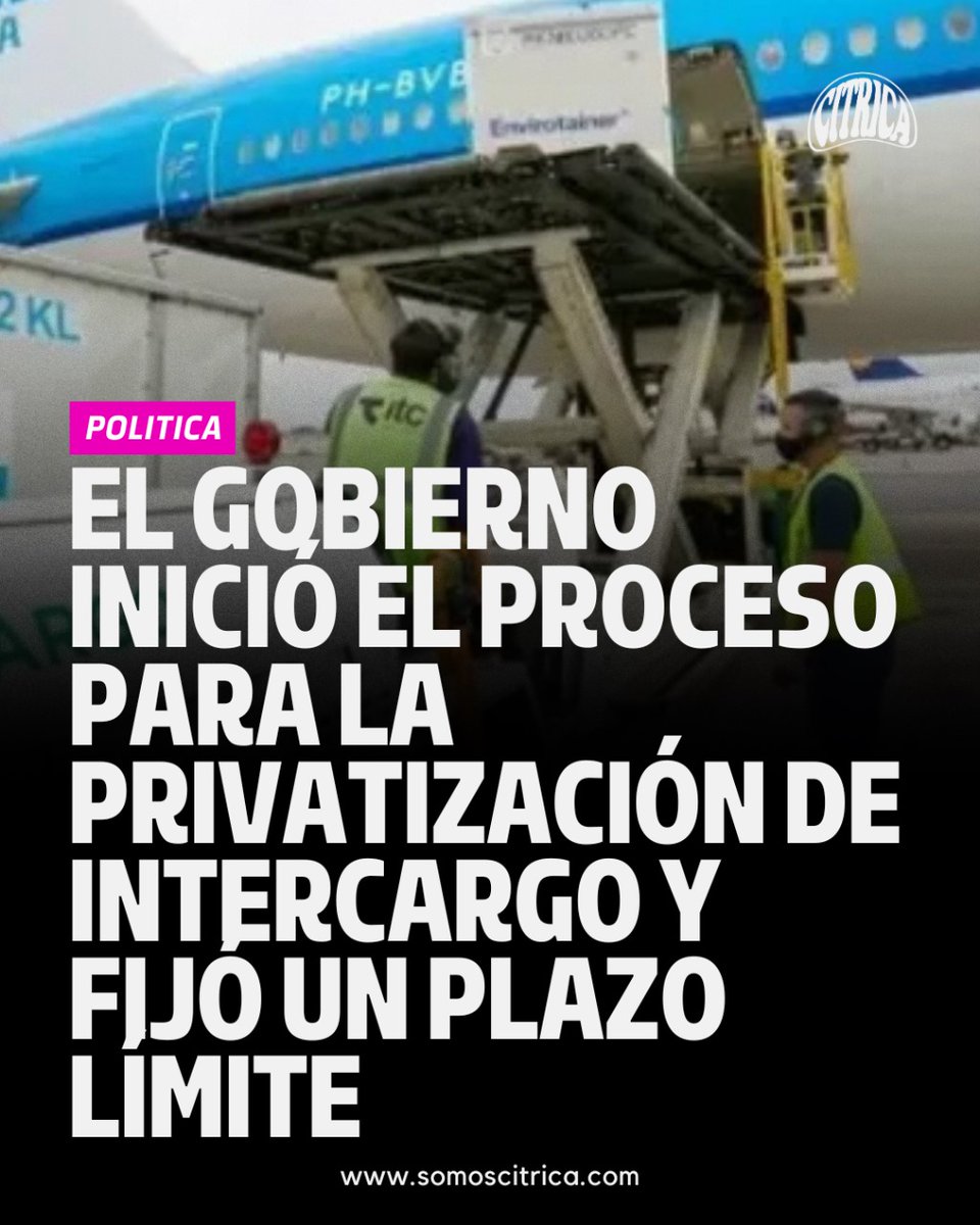 El Gobierno oficializó el proceso de privatización total de Intercargo, la empresa estatal que presta servicios de rampa y transporte de pasajeros en 21 aeropuertos de todo el país.

👉 Leé la nota completa en Somos Cítrica.

#Intercargo #Privatizaciones #LeyBases #Aeropuertos