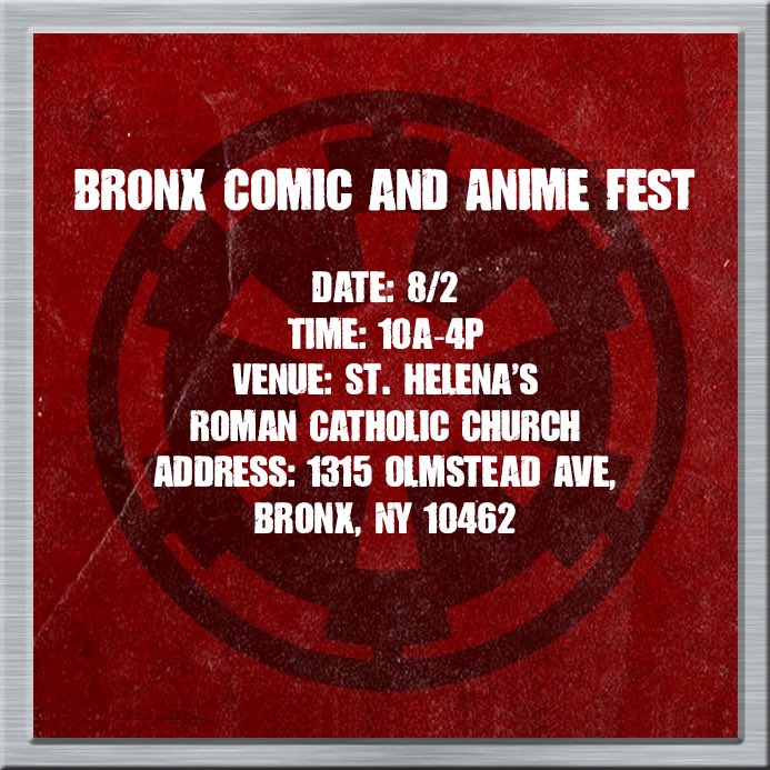 Here’s where we’ll be this week
.
Messfest
8/2, 10a-2p @ Camp Kiwi

Bronx Comic and Anime Fest
8/2, 10a-4p @ St. Helena’s Roman Catholic Church

#501st #501stlegion #official501st #501stecg #empirecitygarrison #starwars #motivationmonday