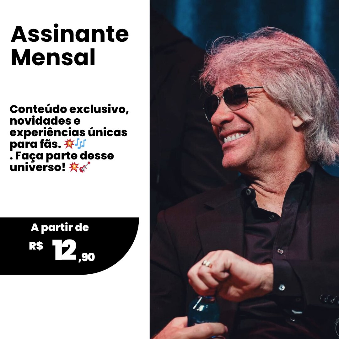 Assine o World Jon Bon Jovi!
Entre para o clube oficial e aproveite:
🎸 Conteúdo exclusivo
📲 Acesso aos bastidores e canais sociais
🎤 Faça perguntas diretas
⏰ Lançamentos antecipados
🎁 Mercadorias e eventos especiais

Ser fã é viver essa experiência de perto!
