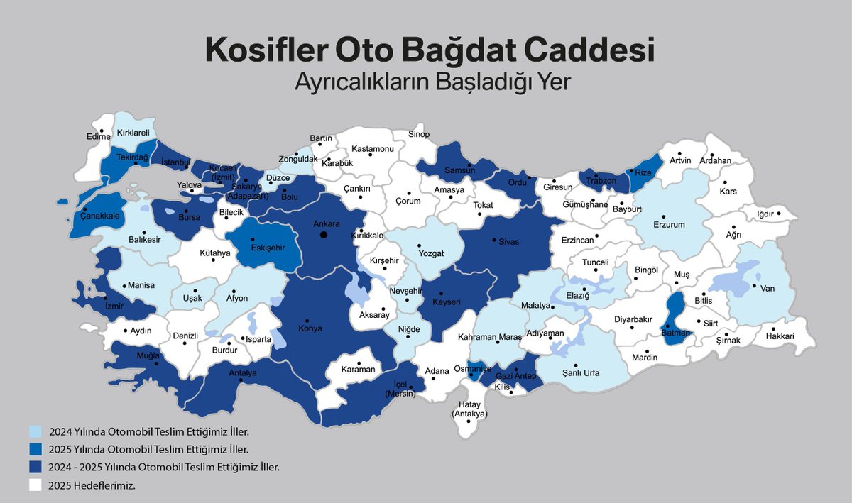 2024 yılında olduğu gibi, 2025'in ilk 6 ayında da güzel ülkemizin dört bir yanına otomobil teslim etmeye devam ettik.
2025 hedeflerimize emin adımlarla devam ederken, müşteri memnuniyeti çıtamızı da her gün daha yukarıya taşımak için tüm süreçlerimizi geliştirmeye devam ediyoruz.