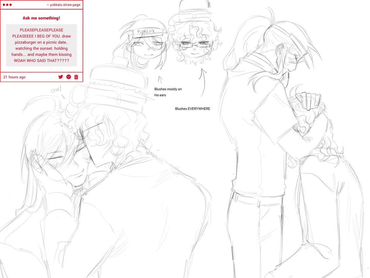 Yukkaiu's tweet image. I did draw them on a picnic but.. I hate it so you get stupid loser #pizzaBurger