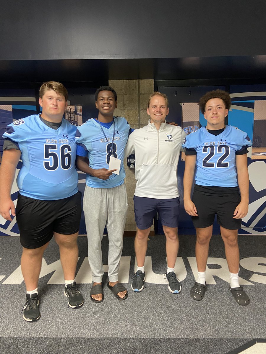 Thank you <a href="/Coach_Tahaney/">Jake Tahaney</a> and <a href="/Coach_Heffernan/">Mike Heffernan</a> for having me for a visit at <a href="/elmhurst_u/">Elmhurst University</a>! Looking forward to coming back in the fall! 
<a href="/CoachTwichPN/">Kurt Twichell</a> <a href="/josephpatrick20/">joseph patrick</a> 
<a href="/PNHuskieFB/">Portage Northern Football</a>