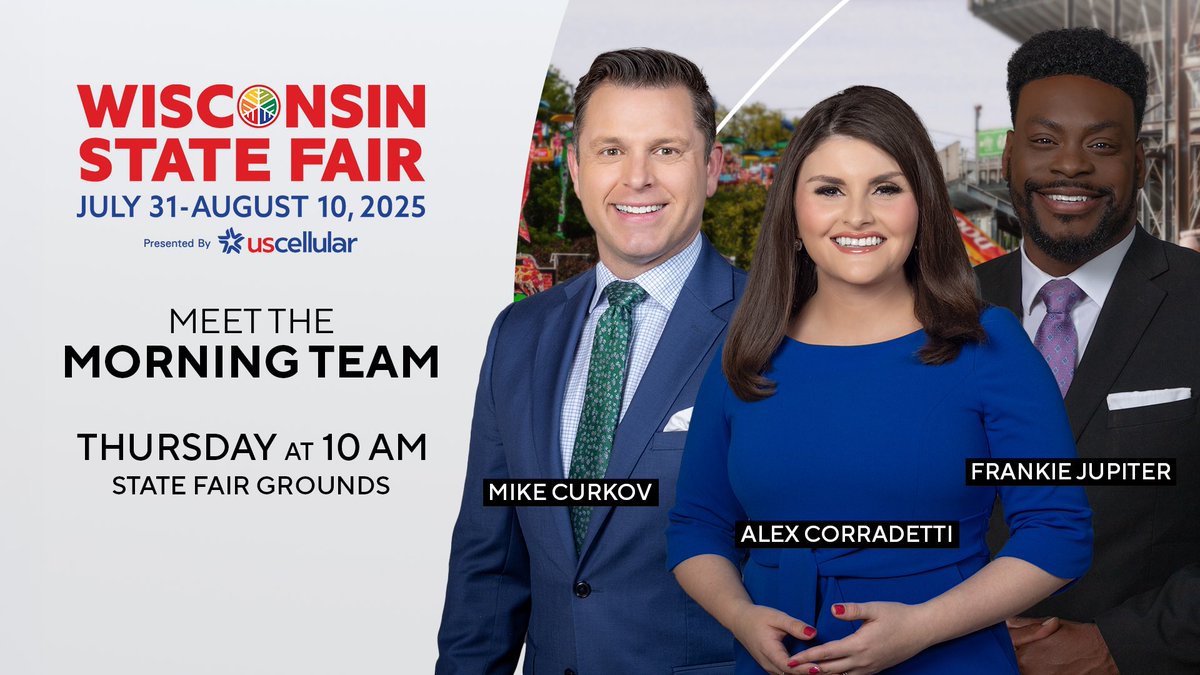 🎡✨THURSDAY! Meet the <a href="/CBS58/">CBS 58 News</a> Morning News team at <a href="/wistatefair/">Wisconsin State Fair</a> Central Mall area at 10 am! 

We look forward to chatting with you all! Have a great day!