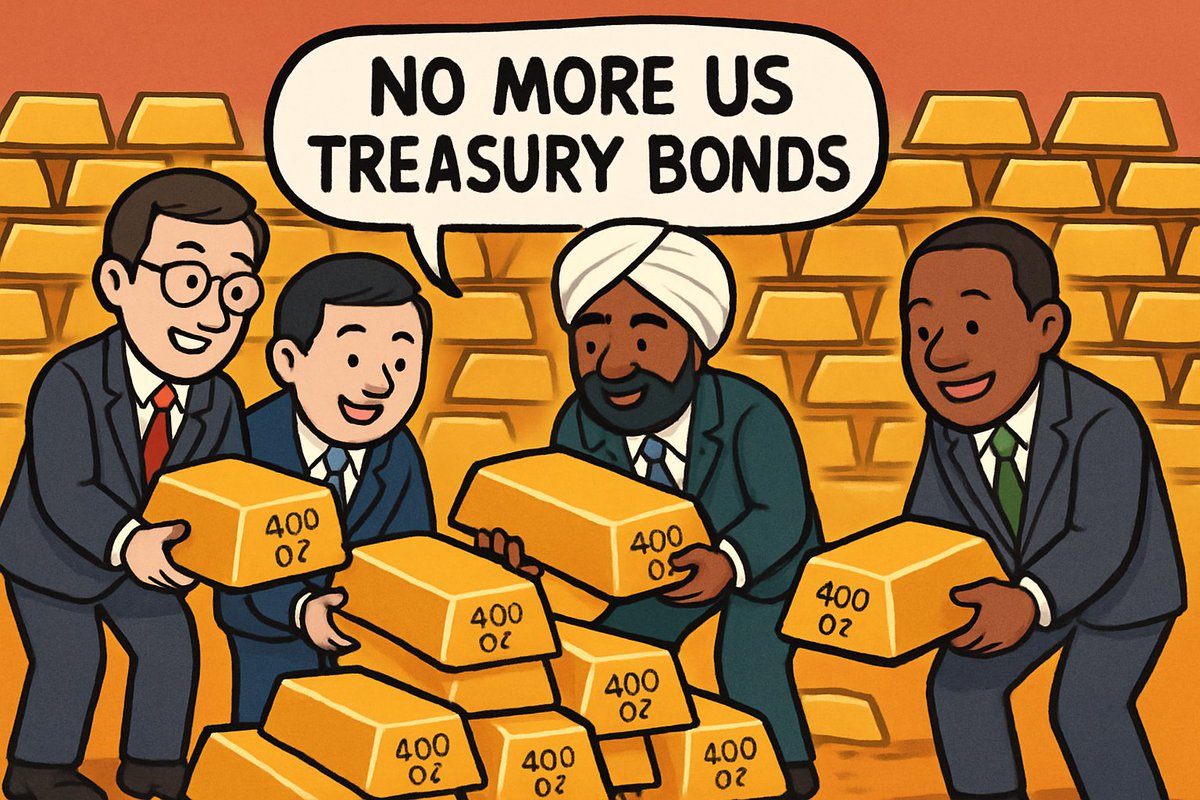 JasonEBurack's tweet image. I just made this cartoon with artificial intelligence software. Live look at the BRICs and non G7 central bankers #gold