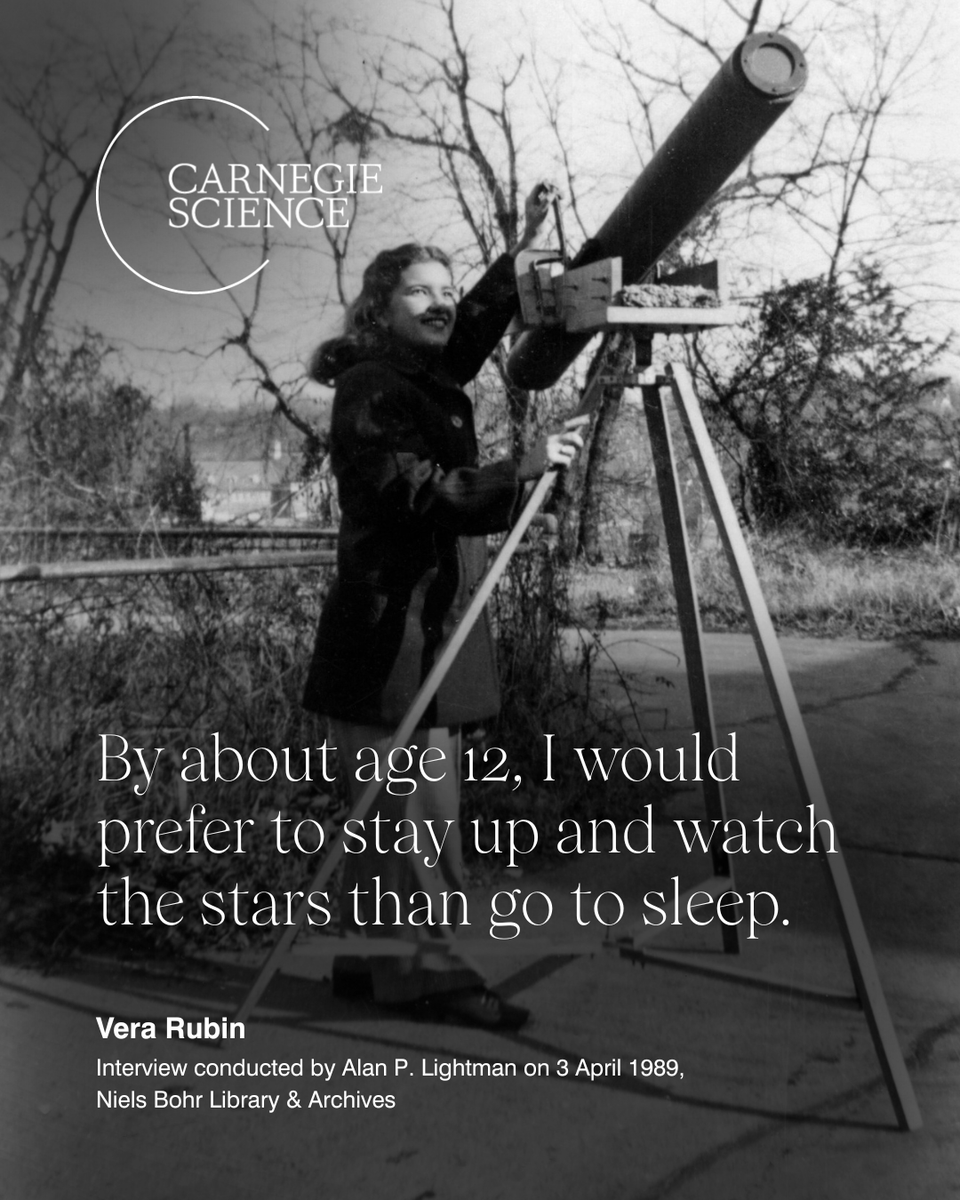 carnegiescience's tweet photo. Curiosity starts somewhere. For #VeraRubin, it started with a bedroom window and a sky full of stars.
🔗 https://t.co/mHbSGnQSXC
#CaptureTheCosmos #ScienceQuotes #StayCurious https://t.co/yUJS8yn1YN