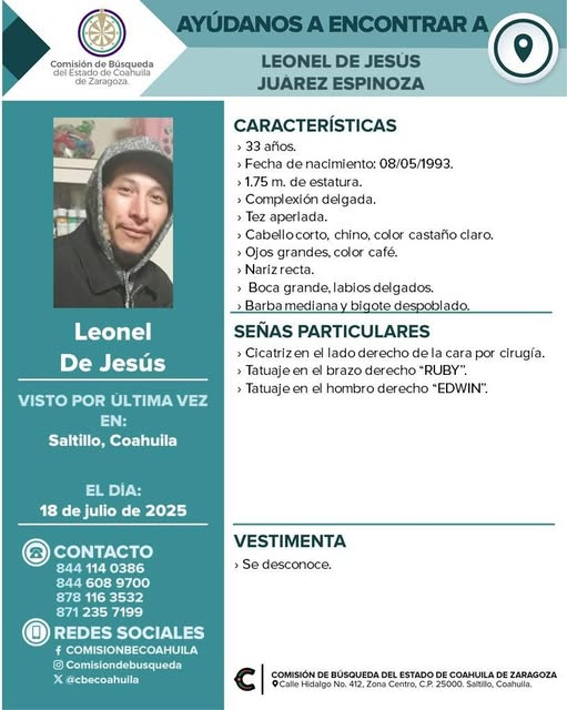 Solicitamos de tu apoyo en difusión para dar pronta localización a Leonel de Jesús, comunícate a los teléfonos de COBUPEM 800 216 0361, 800 509 0927. #TodosEnLaBúsqueda