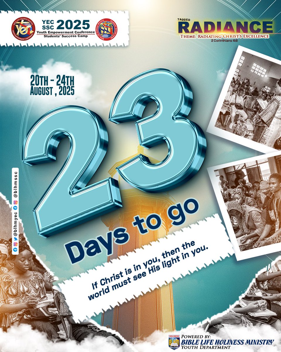 BLHMYEC's tweet photo. 🔥 23 Days to Radiance! 🔥
Every second brings us closer to a life-changing encounter.
God is set to move — will you be there?
Tap in 👉 https://t.co/6MIvN4OXRK
#Radiance #YEC2025 #SSC2025 #23DaysToGo #BeTheLight #GodEncounter https://t.co/usnHJq5Nnk