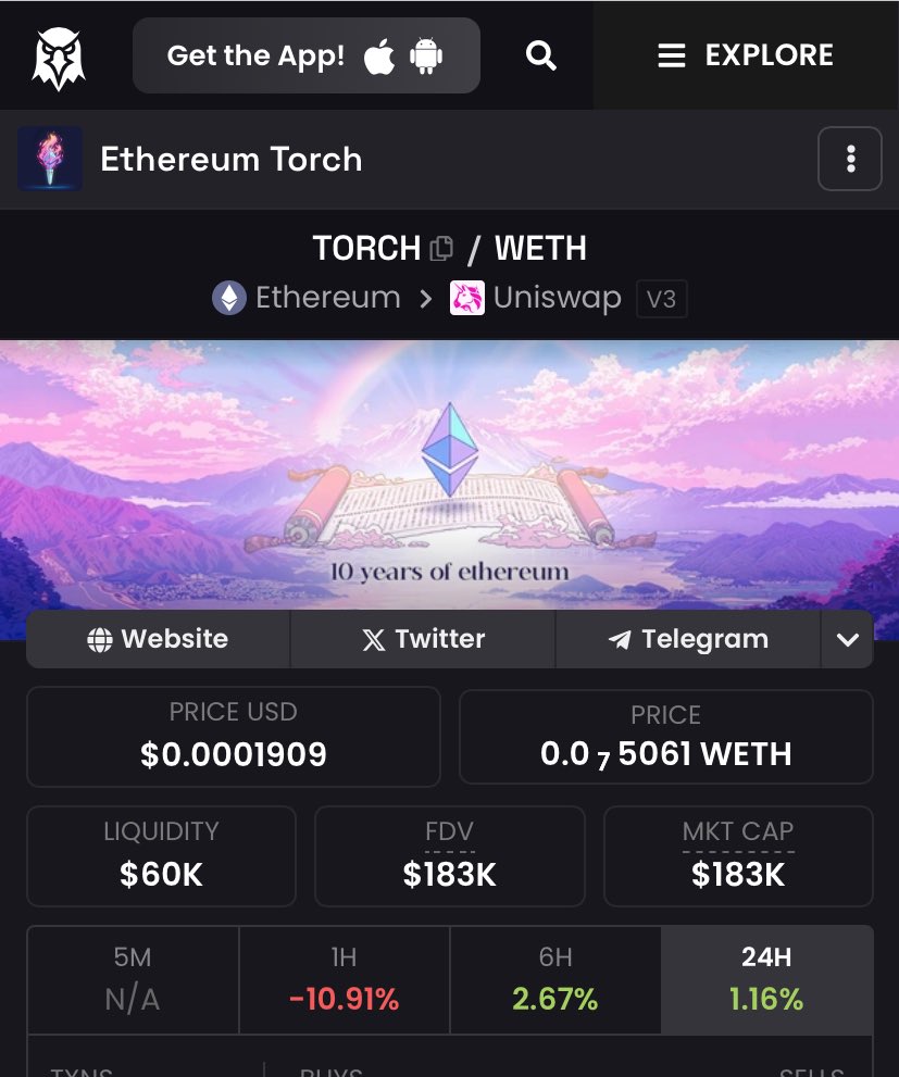 yinicallers's tweet image. $TORCH  is so undervalued  at this price. Still holding like a beast above $170K MC, refusing to fade. Strength like this doesn’t lie
A breakout is brewing. I’m expecting a bullish upside 
We’re still early. Still ahead. 🧙‍♂️🕯️
#ETHTorch #Ethereum